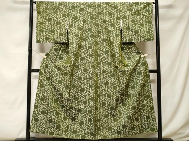 平和屋着物■上質な紬　亀甲繋ぎ花文　正絹　逸品　CABF4270ev