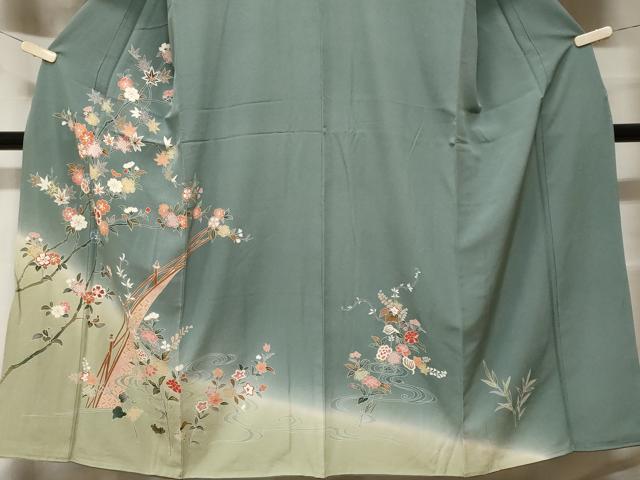 平和屋着物■訪問着　流水枝花文　暈し染め　正絹　逸品　CABF4272ev