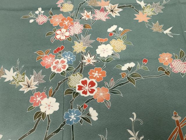 平和屋着物■訪問着　流水枝花文　暈し染め　正絹　逸品　CABF4272ev