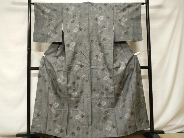平和屋着物■上質な紬　更紗枝花文　正絹　逸品　CABF4274ev