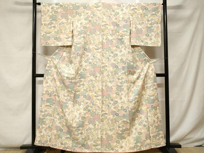 平和屋着物■上質な小紋　枝梅草花文　正絹　逸品　CABF4275ev