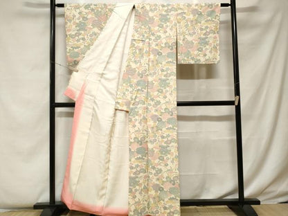 平和屋着物■上質な小紋　枝梅草花文　正絹　逸品　CABF4275ev
