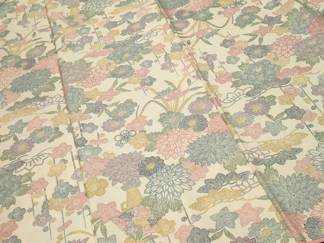 平和屋着物■上質な小紋　枝梅草花文　正絹　逸品　CABF4275ev