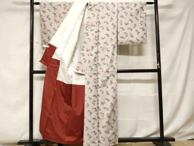 平和屋着物■上質な紬　抽象文　正絹　逸品　CABF4279ev