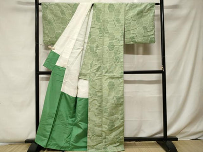 平和屋着物■上質な紬　幾何学文　正絹　逸品　CABF4280ev