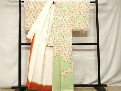 平和屋着物■訪問着　鹿の子草花丸文　正絹　逸品　CABF4292ev