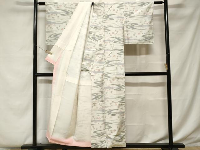 平和屋着物■上質な紬　流水舞花文　正絹　逸品　CABF4294ev