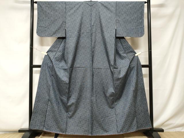 平和屋着物■上質な紬 幾何学文 正絹 逸品 未使用 CABF4306ev