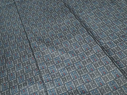 平和屋着物■上質な紬 幾何学文 正絹 逸品 未使用 CABF4306ev