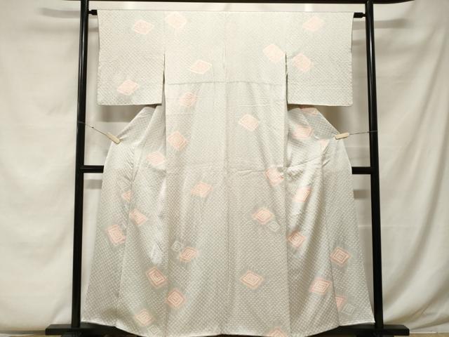 平和屋着物■上質な小紋 総絞り 菱文 正絹 逸品 CABF4315ev