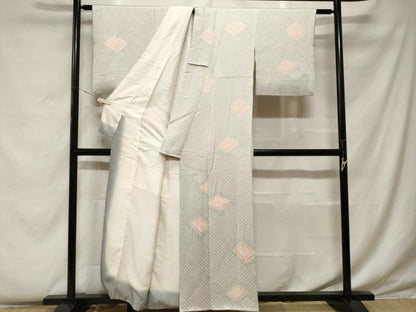 平和屋着物■上質な小紋 総絞り 菱文 正絹 逸品 CABF4315ev
