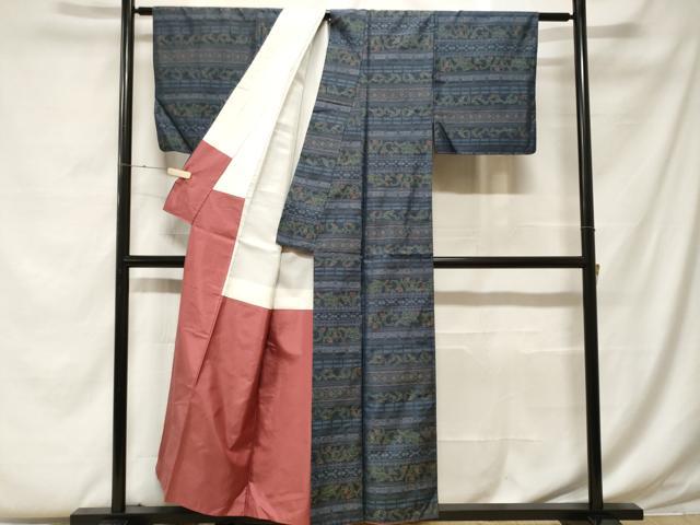 平和屋着物■本場大島紬 横段花文 正絹 逸品 CABF4319ev