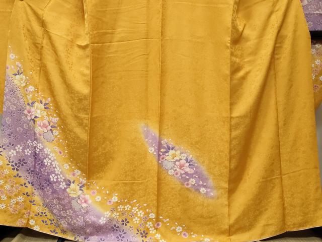平和屋着物■豪華振袖　雪輪舞花文　暈し染め　金彩　正絹　逸品　CABF4321ev