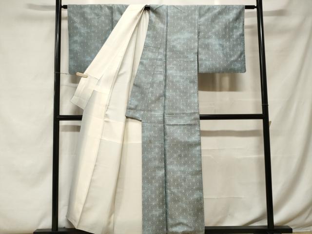 平和屋着物■上質な紬 麻の葉文様 正絹 逸品 CABF4334ev