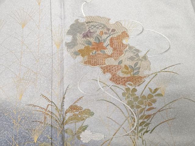 平和屋着物■中国三大刺繍 スワトウ刺繍 訪問着 雪輪重ね枝花文 暈し染め 金彩 やまと誂製 正絹 逸品 CABF4336ev