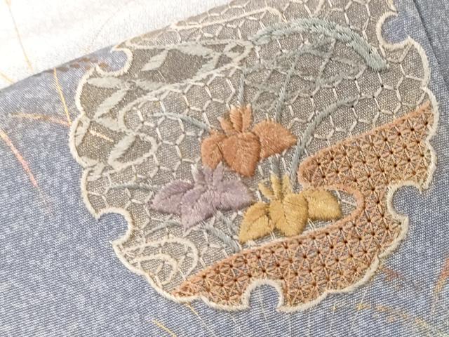 平和屋着物■中国三大刺繍 スワトウ刺繍 訪問着 雪輪重ね枝花文 暈し染め 金彩 やまと誂製 正絹 逸品 CABF4336ev