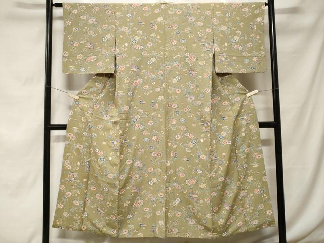 平和屋着物■上質な小紋 陶器枝花文 正絹 逸品 CABF4338ev