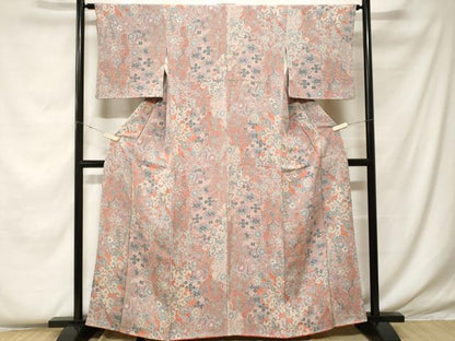 平和屋着物■上質な小紋　辻が花　鬼しぼ縮緬　正絹　逸品　CABF4344ev