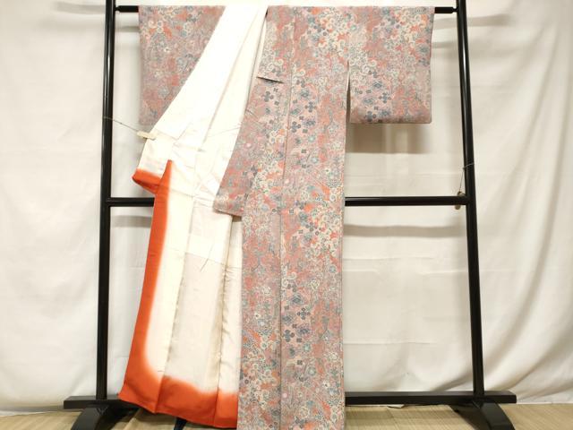 平和屋着物■上質な小紋　辻が花　鬼しぼ縮緬　正絹　逸品　CABF4344ev