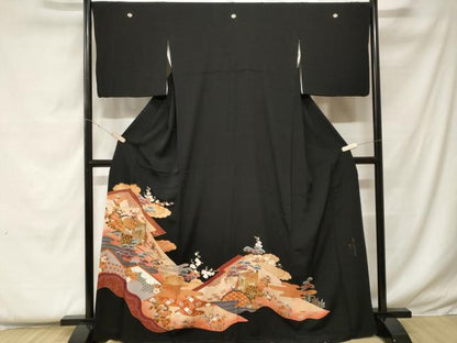 平和屋着物■豪華黒留袖　作家物　御所車松竹梅花文　暈し染め　金彩　正絹　逸品　CABF4359ev