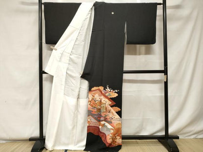 平和屋着物■豪華黒留袖　作家物　御所車松竹梅花文　暈し染め　金彩　正絹　逸品　CABF4359ev