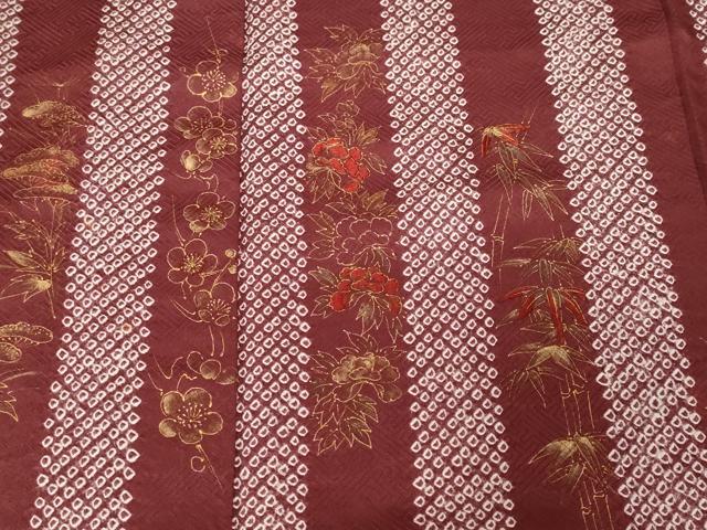 平和屋着物■訪問着　刺繍　絞り　松竹梅間道　金彩　正絹　逸品　CABF4361ev 平和屋着物□訪問着 刺繍 絞り 松竹梅間道 金彩 正絹 逸品 CABF4361ev