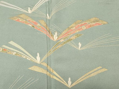 平和屋着物■訪問着　駒刺繍　松葉吉祥文　金彩　正絹　逸品　CABF4367ev