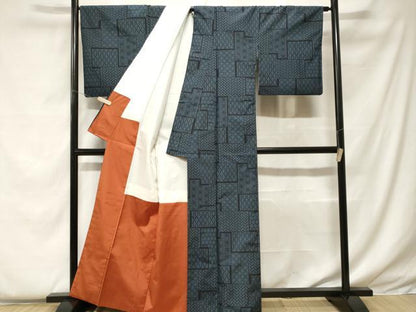 平和屋着物■上質な紬　切嵌吉祥文　正絹　逸品　CABF4368ev