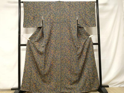 平和屋着物■上質な小紋　枝葉花文　金彩　正絹　逸品　未使用　CABF4369ev
