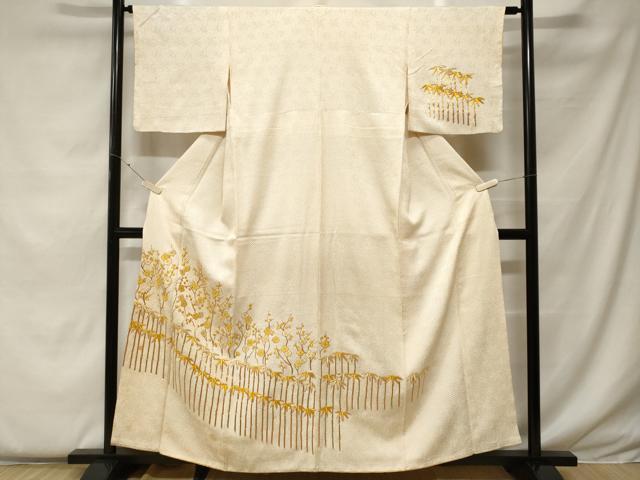 平和屋着物■訪問着　総刺繍　駒刺繍　絞り　枝梅笹竹文　正絹　逸品　CABF4372ev