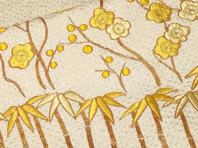 平和屋着物■訪問着　総刺繍　駒刺繍　絞り　枝梅笹竹文　正絹　逸品　CABF4372ev