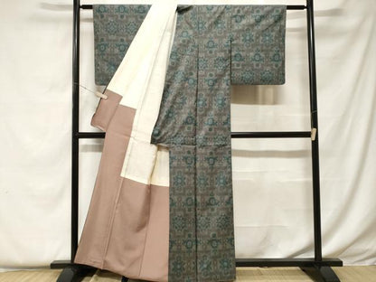 平和屋着物■本場大島紬 7マルキ 幾何学花文 正絹 逸品 CABF4386ev