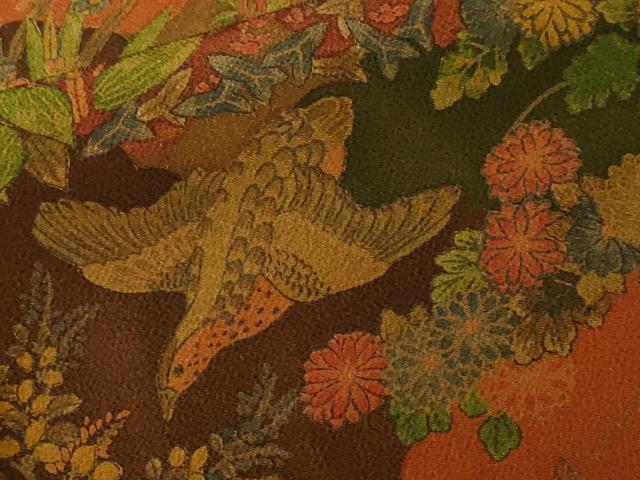 平和屋着物■上質な小紋 切嵌花鳥文 鬼しぼ縮緬 正絹 逸品 CABF4390ev