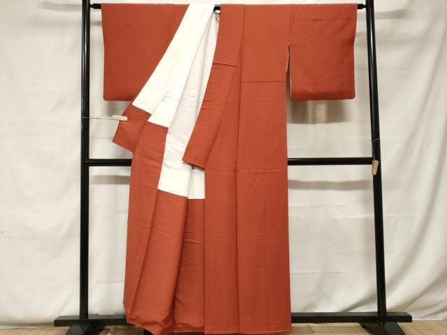 平和屋着物■上質な色無地　赤錆色　正絹　逸品　CABF4392ev