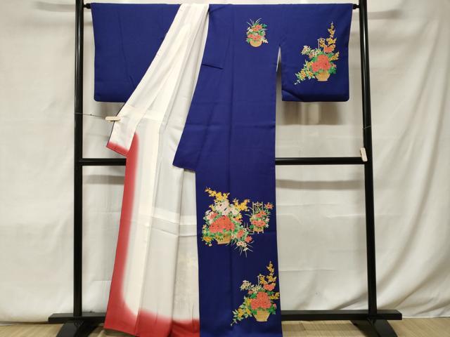 平和屋着物■訪問着 駒刺繍 花籠文 正絹 逸品 CABF4395ev