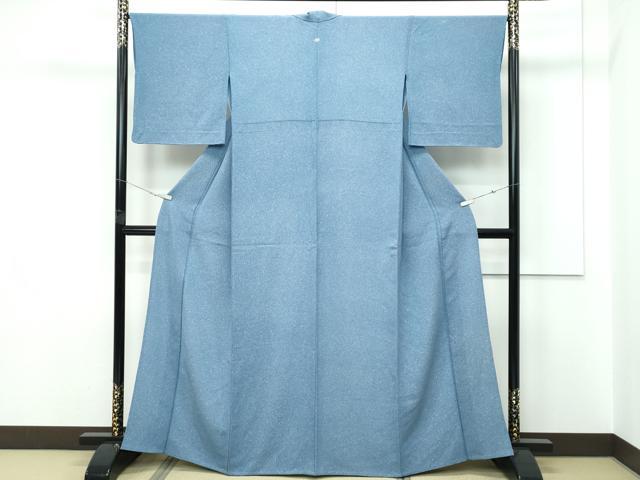 平和屋着物▽上質な小紋　単衣　たたき染め　紺鼠色地　正絹　逸品　CABF4402rv 平和屋着物▽上質な小紋 単衣 たたき染め 紺鼠色地 正絹