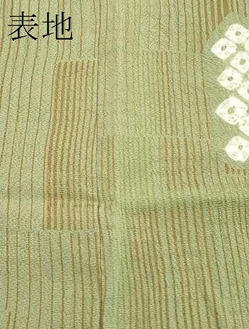 平和屋着物▽上質な小紋　単衣　絞り　色紙文　黄海松茶色地　正絹　逸品　CABF4404rv 平和屋着物▽上質な小紋 単衣 絞り 色紙文 黄海松茶色地