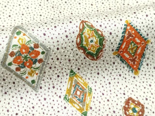 平和屋着物▽上質な小紋 単衣 菱花文 大小あられ 金彩 正絹 逸品 CABF4407rv