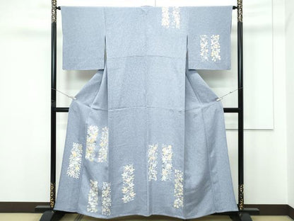 平和屋着物▽訪問着 単衣 草花文 金彩 正絹 逸品 CABF4408rv