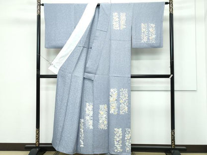 平和屋着物▽訪問着 単衣 草花文 金彩 正絹 逸品 CABF4408rv