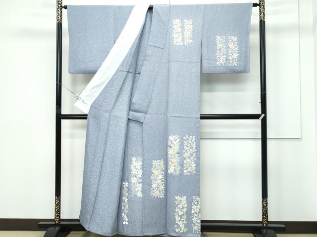 平和屋着物▽訪問着 単衣 草花文 金彩 正絹 逸品 CABF4408rv