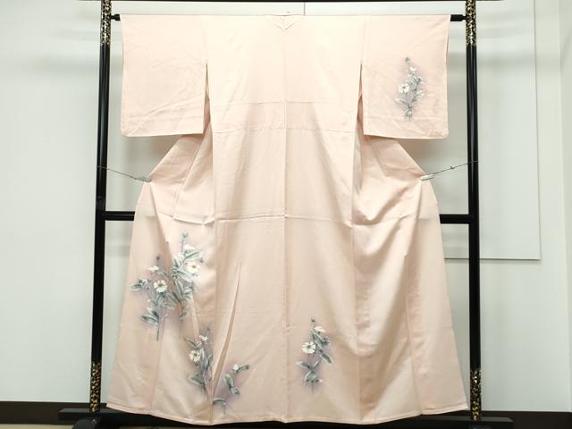 平和屋着物▽訪問着 単衣 手描き 草花文 暈し染め 正絹 逸品 CABF4409rv