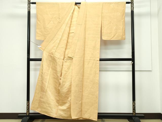 平和屋着物▽上質な色無地 単衣 流水地紋 萱草色 正絹 逸品 CABF4415rv