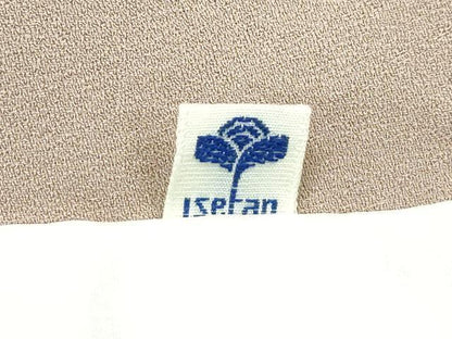 平和屋着物▽訪問着　単衣　訪問着　刺繍　草花文　たたき染め　金彩　銀煤竹色地　伊勢丹扱い　正絹　逸品　CABF4416rv