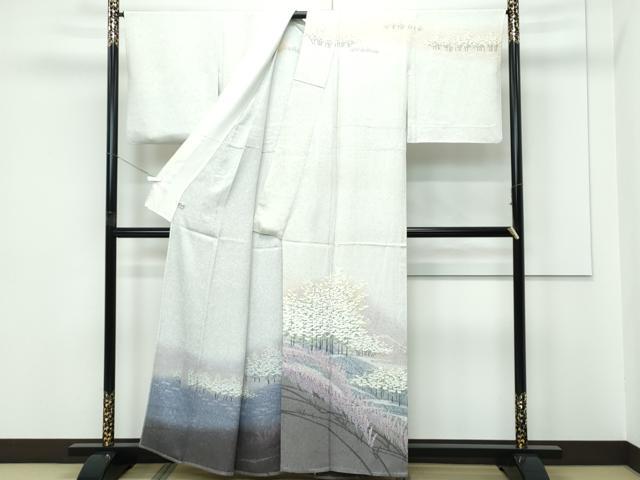 平和屋着物▽訪問着 単衣 訪問着 作家物 樹林花文 暈