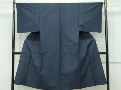 平和屋着物▽男性　紬　単衣　色無地　青褐色　正絹　逸品　未使用　CABF4428rv