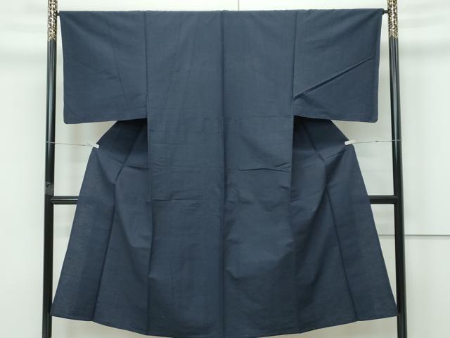 平和屋着物▽男性　紬　単衣　色無地　青褐色　正絹　逸品　未使用　CABF4428rv