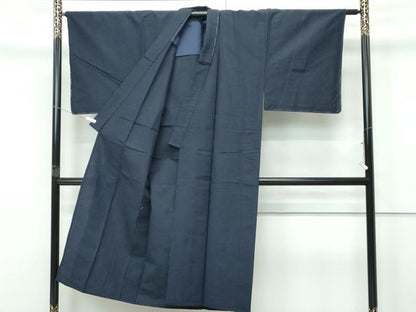 平和屋着物▽男性　紬　単衣　色無地　青褐色　正絹　逸品　未使用　CABF4428rv