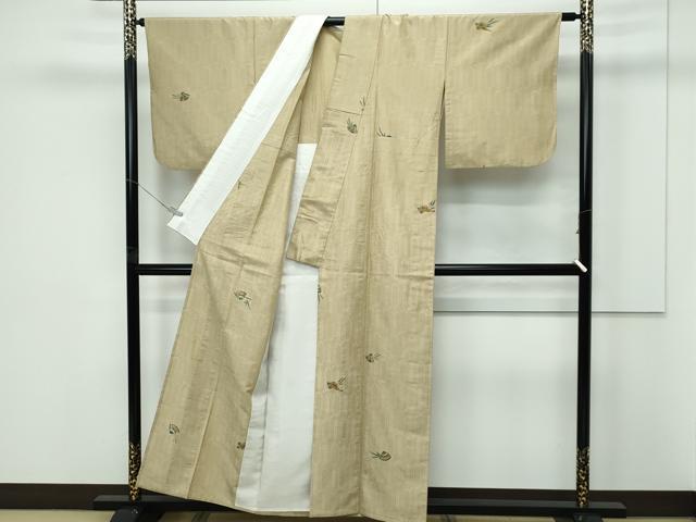 平和屋着物▽上質な小紋 単衣 紬地 型染め 貝 銀座すぎ