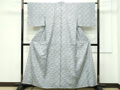 平和屋着物▽上質な小紋 単衣 エ霞七宝花文 正絹 逸品 未使用 CABF4436rv